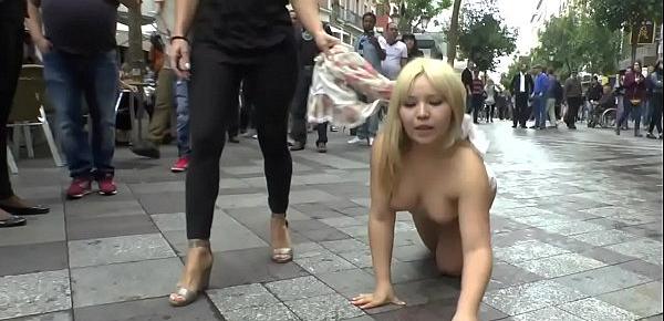  Chubby blonde disgraced outdoor